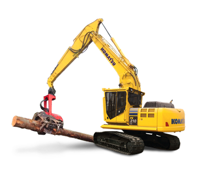 Komatsu PC210LL isolated on white background