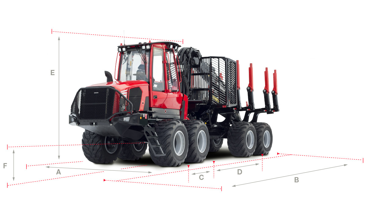 Komatsu 855 forwarder dimensions